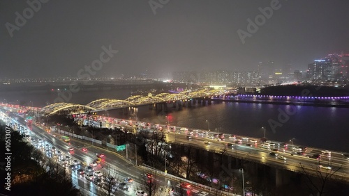Photography Streetlights and Reflections: A Night by Seoul’s Han River