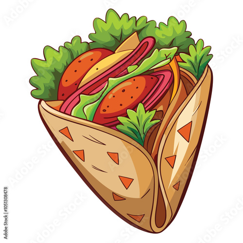 Delicious Falafel Wrap On White Background Vector Ideal For Food Lovers And Culinary Illustrations