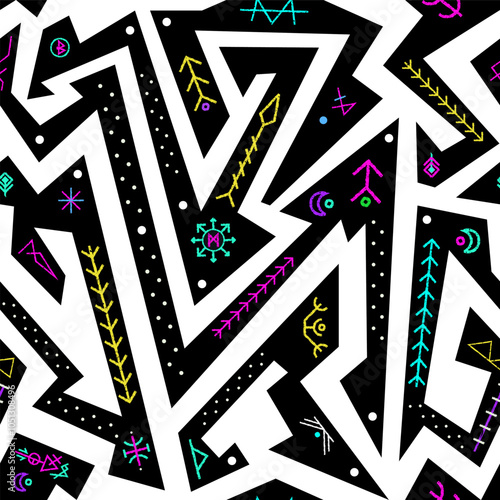 Electric Rune. Seamless pattern.