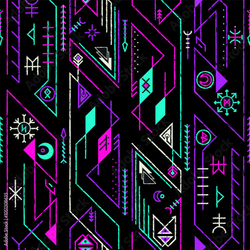 Purple geometric lines. Seamless pattern