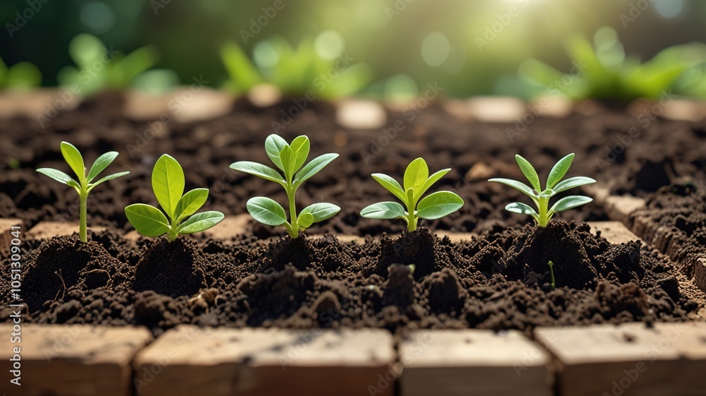 Concept of plants growing in the garden, eco concept Concept of plants growing in the garden, eco concept
