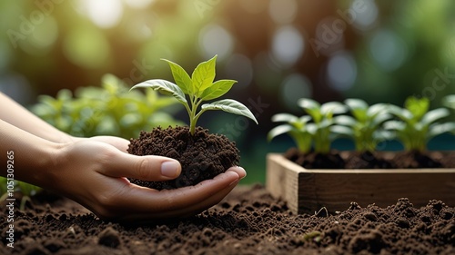 Wallpaper Mural Concept of plants growing in the garden, eco concept Torontodigital.ca