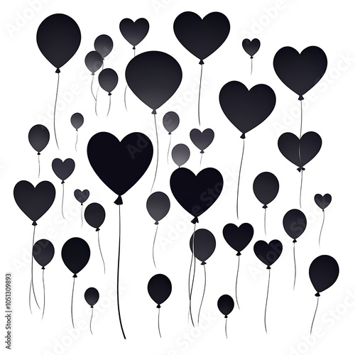 Colorful balloons floating with ribbon tied