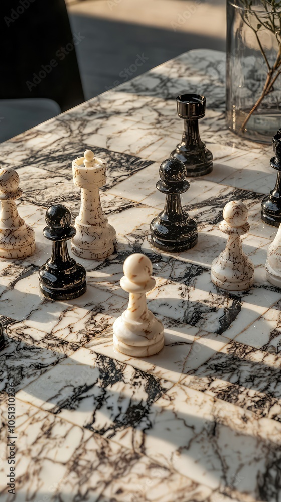 Elegant Marble Chessboard for Game Enthusiasts Elegant Marble Chessboard for Game Enthusiasts