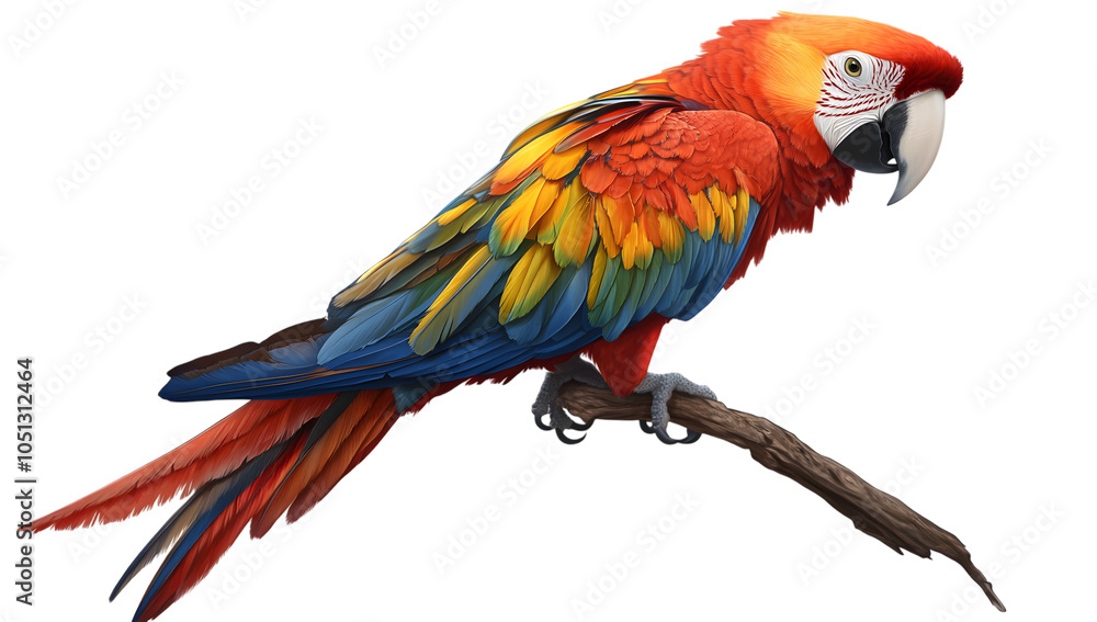 Fototapeta premium Vibrant Scarlet Macaw Perched on Branch