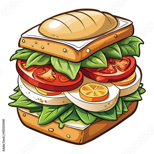 Delicious Caprese Sandwich On White Background Vector Artwork Perfect For Food Lovers