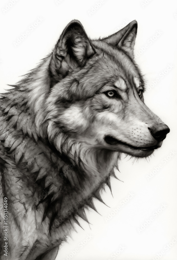 Fototapeta premium 精悍な顔をしたオオカミの横顔,AI画像,Generative AI