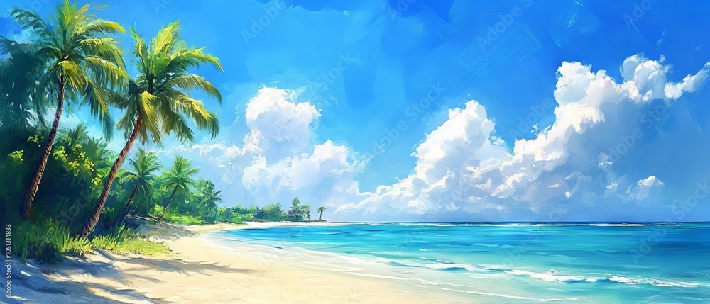 Crystal clear tropical beach water with sunlight reflections, serene ocean waves and turquoise blue hues for relaxing coastal vibes background