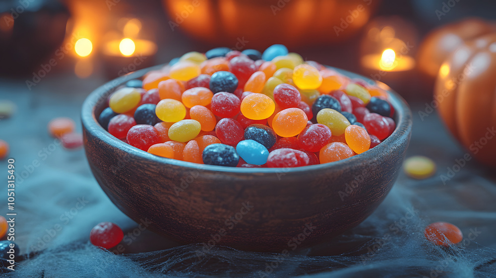 A Bowl Filled with Colorful Halloween Candies Placed on a Spooky Table – Celebrating the Fun and Festive Spirit of Halloween with Sweet Treats and Eerie Decorations
A Bowl Filled with Colorful Halloween Candies Placed on a Spooky Table – Celebrating the Fun and Festive Spirit of Halloween with Sweet Treats and Eerie Decorations