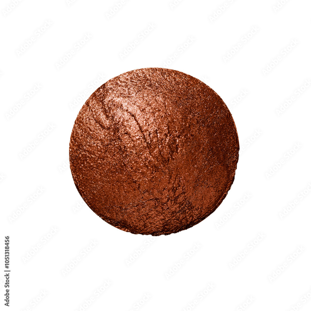 Copper color cosmetic in round shape on white background Copper color cosmetic in round shape on white background