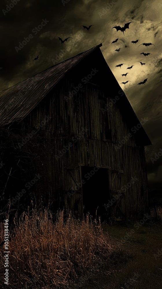 Chilling Night View of a Dilapidated Barn Chilling Night View of a Dilapidated Barn