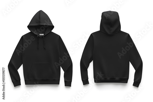 Black blank hoodie mockup with an isolated white background photo