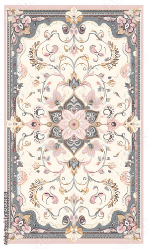 Geometric and Organic Doodle Tile and Carpet Designs with White Borders | Hand-drawn, Abstract, Floral, and Symmetrical Patterns in Soft Pastel and Earth Tones