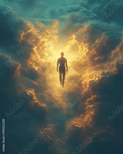 Wallpaper Mural Meditative Figure Floating Above a Calm Ocean Torontodigital.ca