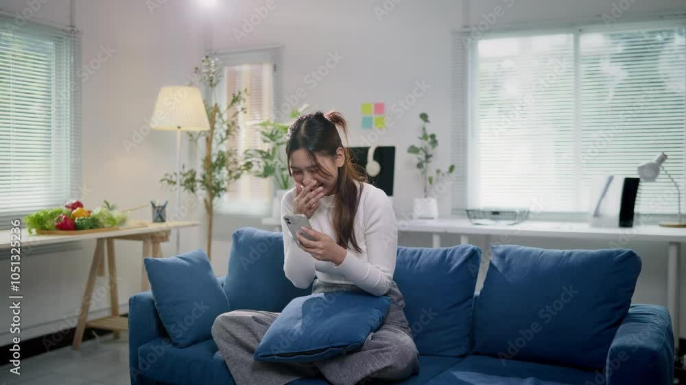 Happy woman is using and typing on smartphone for relax for shopping online social media and messaging with friends. Happy woman is using and typing on smartphone for relax for shopping online social media and messaging with friends.