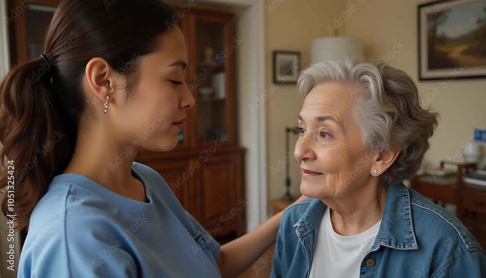 custom made wallpaper toronto digitalHealthcare worker interacting with elderly female patient in a caring environment