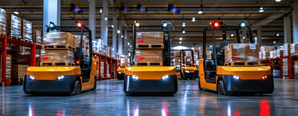 Robotic Forklifts Moving in Warehouse Environment Robotic Forklifts Moving in Warehouse Environment