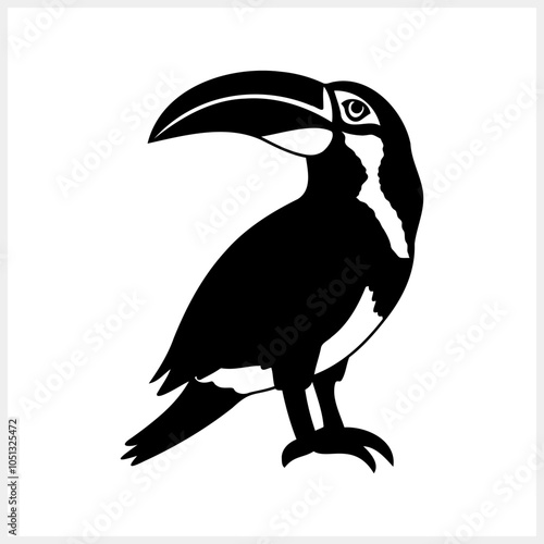 Doodle toucan clip art isolated. Animal clipart. Bird icon. Vector stock illustration