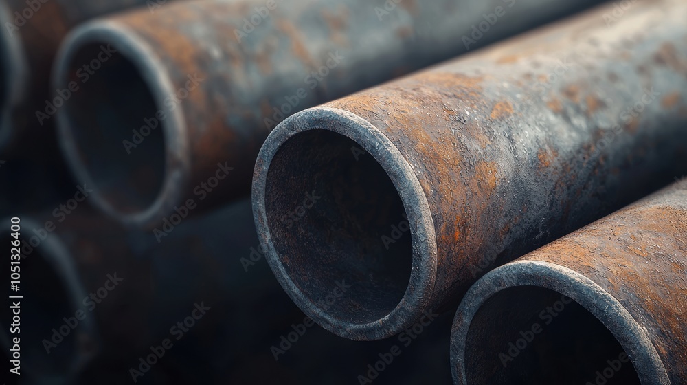 Close-up of rusty metal pipes showcasing texture and details. Close-up of rusty metal pipes showcasing texture and details.