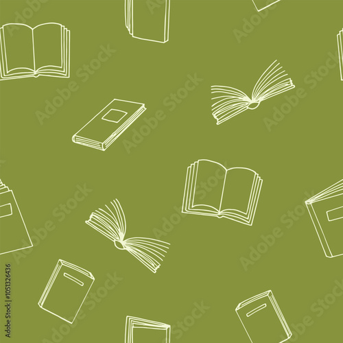 books seamless pattern. hand drawn doodle style.