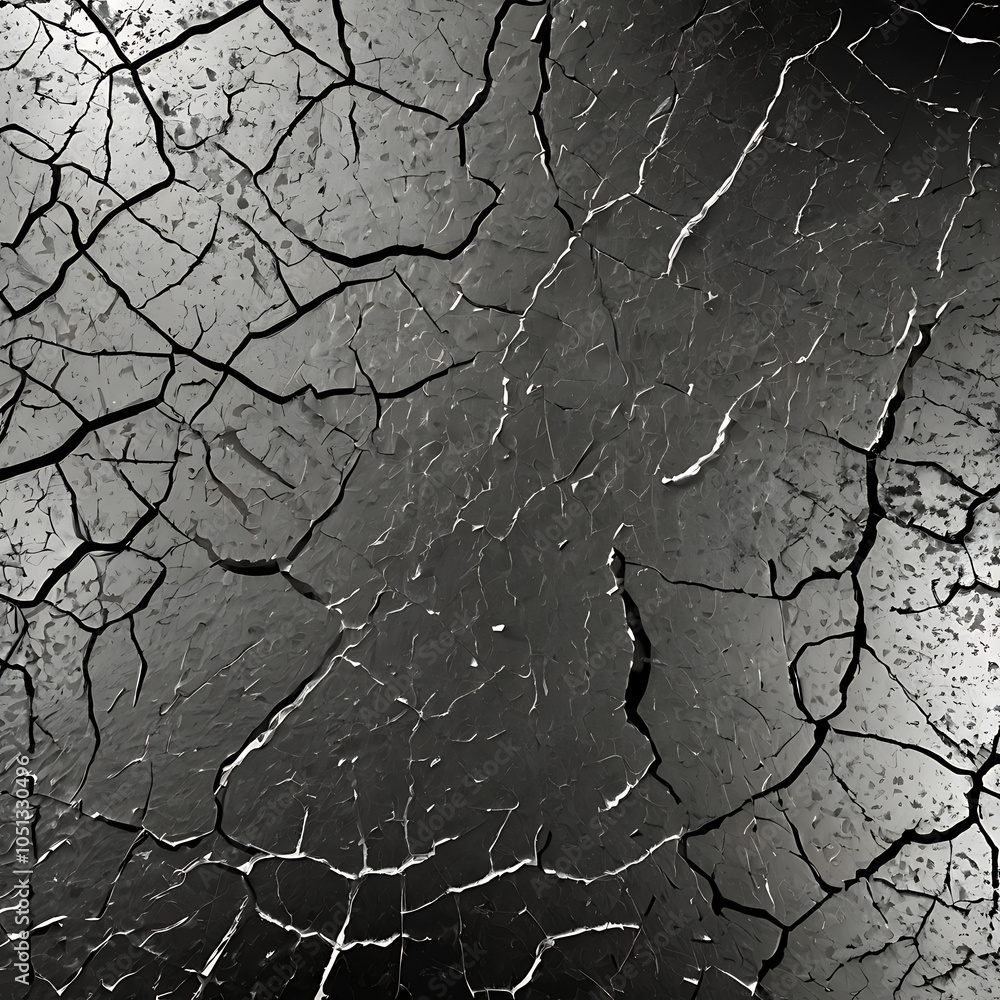 Fototapeta premium Grunge background of black and white. Abstract illustration texture of cracks, chips, dot. Dirty monochrome pattern of the old worn surface.