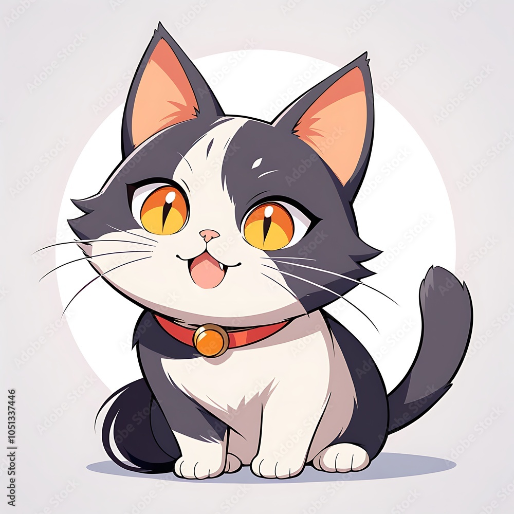 Fototapeta premium Adorable cartoon tabby cat in a vector illustration white background