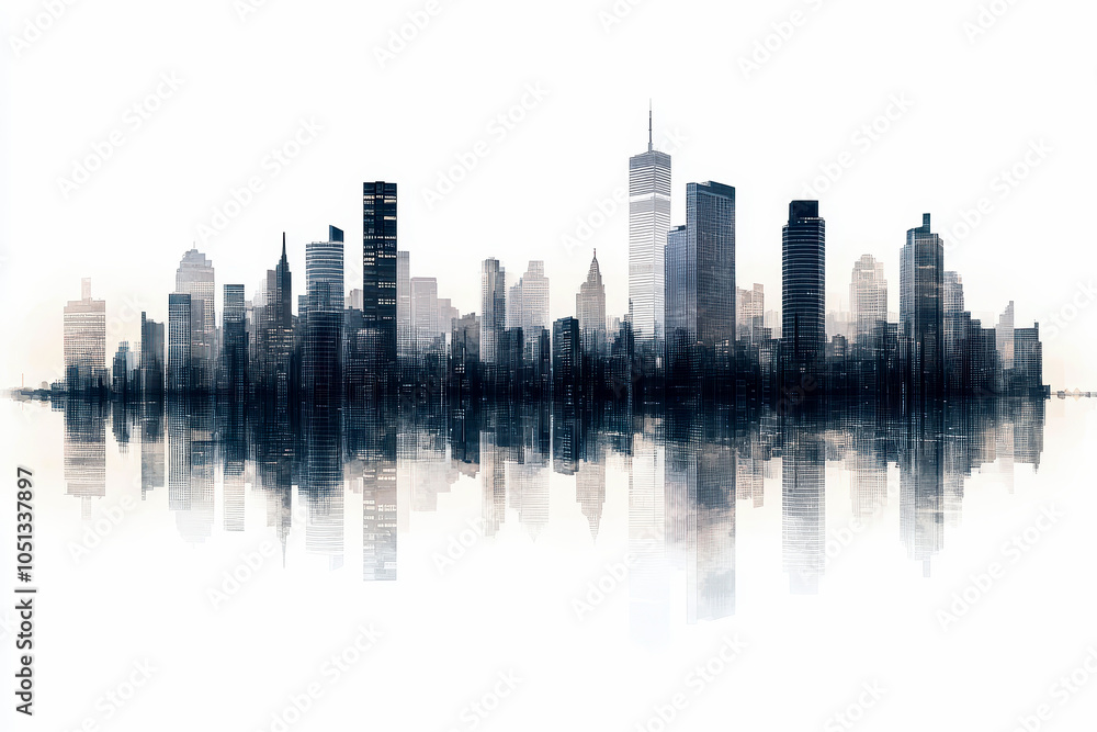 Fototapeta premium panorama view of buildings in the city urban area illustrator.