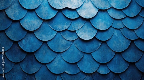 Abstract blue textured background of overlapping semicircles, resembling fish scales or a tiled surface.