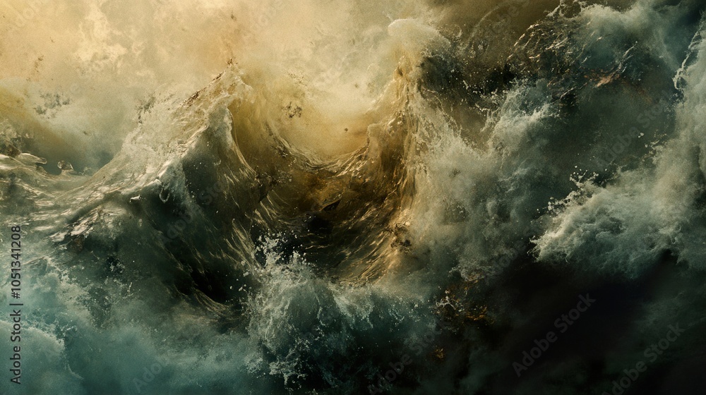 Fototapeta premium Turbulent Ocean Waves: A Dramatic Seascape