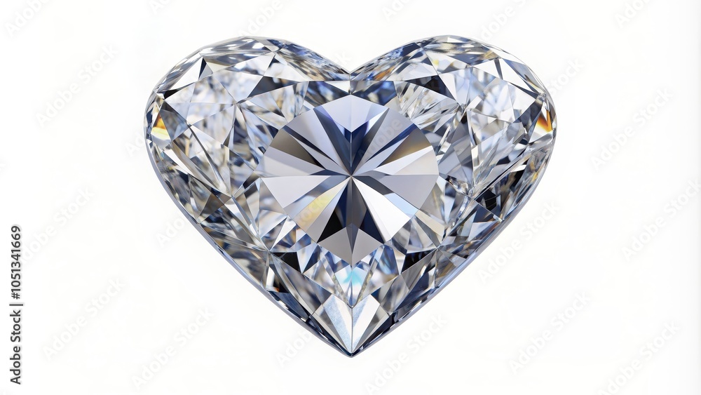 Fototapeta premium Diamond heart isolated on white background with clipping path, diamond, heart, love, precious, gem, jewel, shiny
