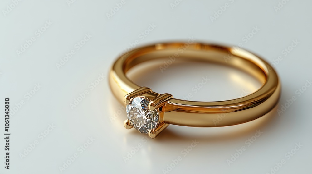 A Classic Gold Ring with a Sparkling Diamond A Classic Gold Ring with a Sparkling Diamond