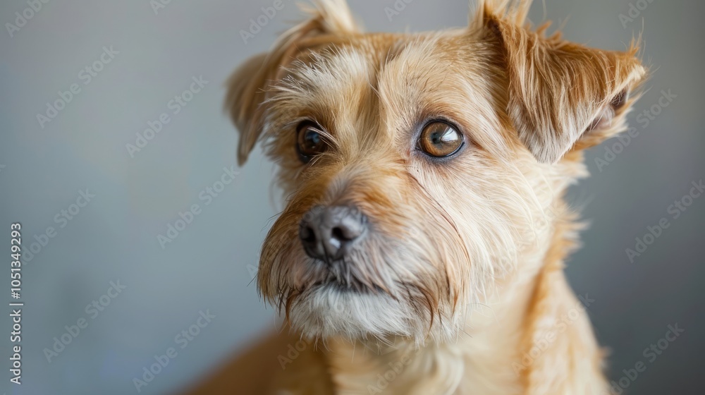 Portrait of a cute dog on grey background Portrait of a cute dog on grey background