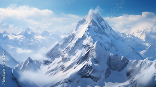 Wallpaper Mural Landscape of mountain peaks summits with snow capped with cloudy Torontodigital.ca