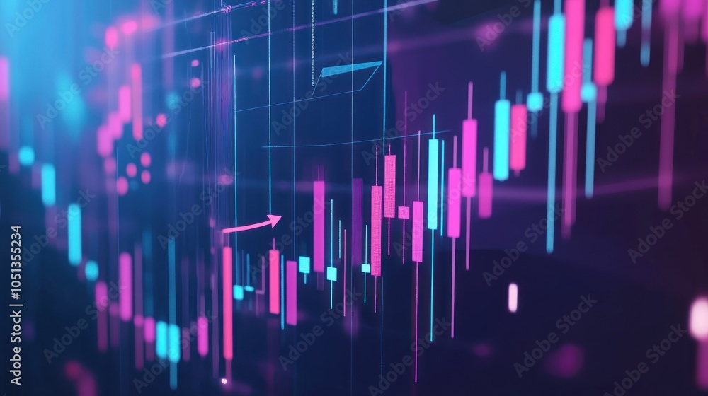 Abstract digital graph with arrow highlighting trends