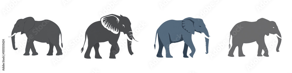 Fototapeta premium Majestic elephant silhouettes forming a herd in the African wilderness landscape Endangered pachyderm species symbol of conservation safari adventure and ecotourism in nature