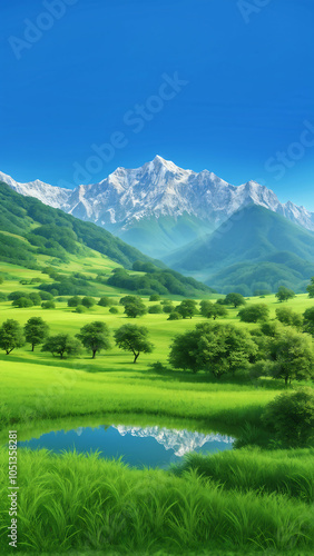 Mountains and fields