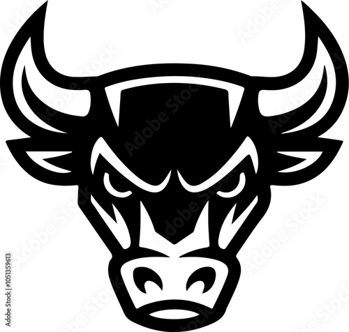 Bull head in engraving style. Design element for logo, label, emblem, sign, poster. Vector image