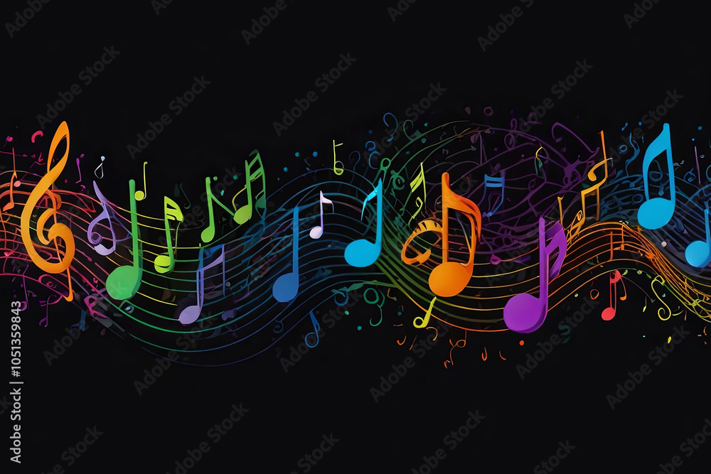 Obraz premium Vibrant Musical Notes An Artistic Representation of Rhythm and Sound
