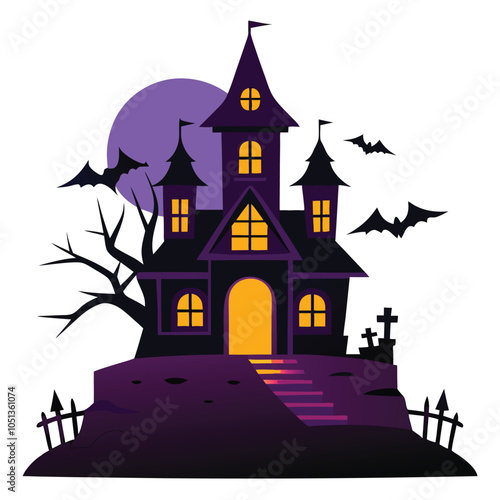 Haunted House vector with Transparent Background Clipart.