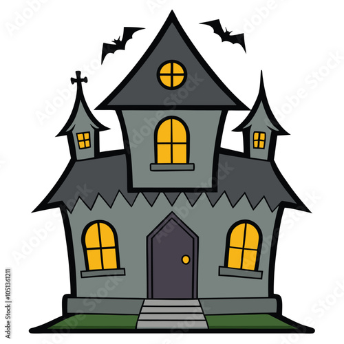 Haunted House vector with Transparent Background Clipart.