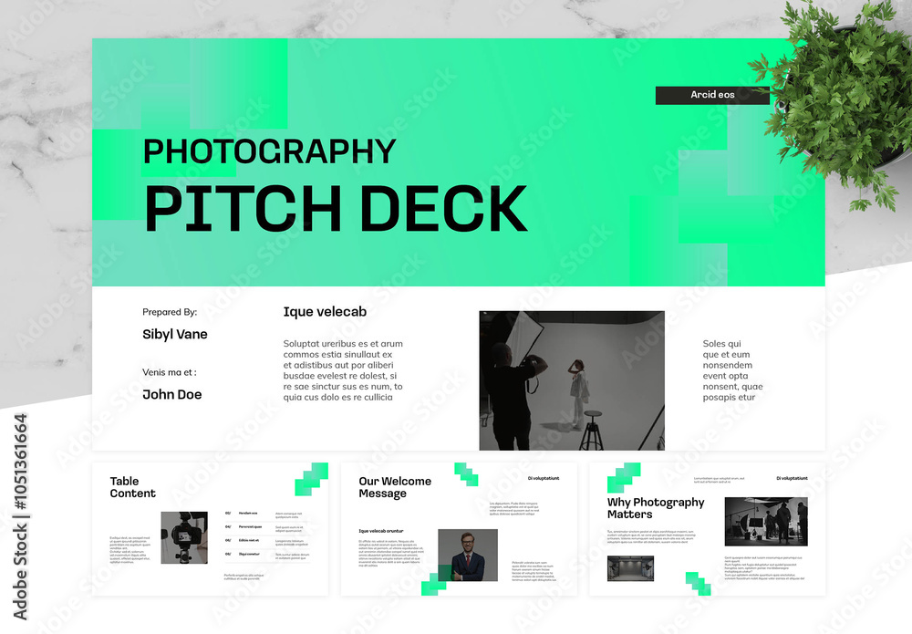 Gradient Green And White PitchDeck Presentation Stock Template | Adobe ...
