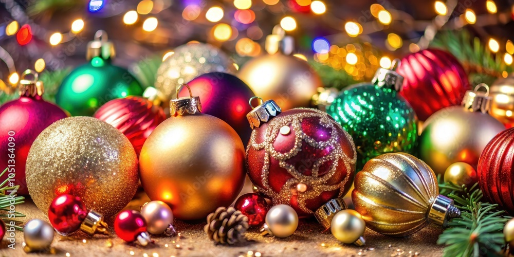 Close-up of festive Christmas ornaments with shiny decorations, Christmas, ornaments, baubles, holiday, decoration, festive, red Close-up of festive Christmas ornaments with shiny decorations, Christmas, ornaments, baubles, holiday, decoration, festive, red