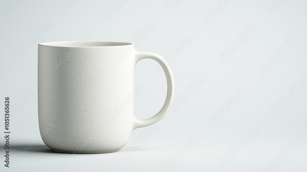 Fototapeta premium White Ceramic Mug with Speckled Texture on White Background