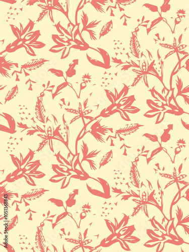 Wallpaper Mural botanical floral vector seamless pattern with roses herbs and leaves big set background with flowers Torontodigital.ca