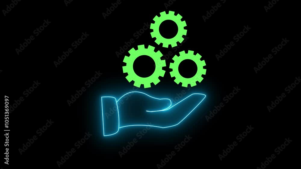 Spinning gears animation. glowing neon setting icon, red color settings icon. Glowing neon line setting icon with spinning gears icon animation. Spinning gears animation. glowing neon setting icon, red color settings icon. Glowing neon line setting icon with spinning gears icon animation.