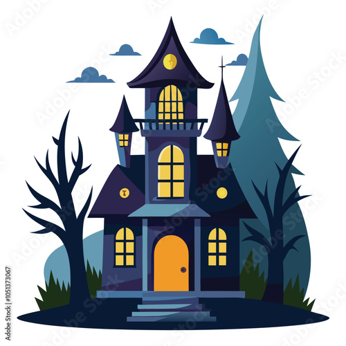 Haunted House vector with Transparent Background Clipart.