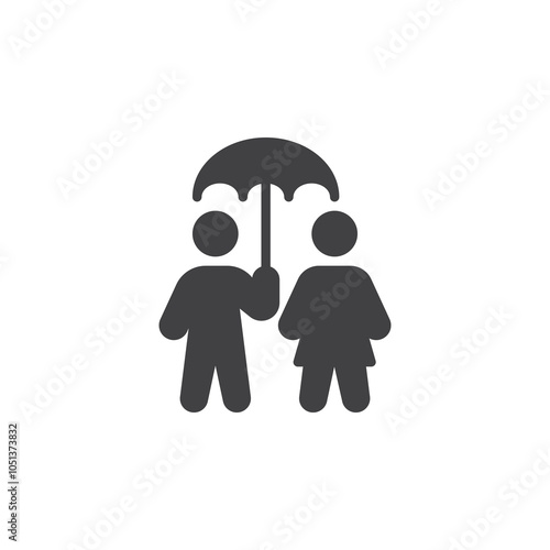 Two people under umbrella vector icon
