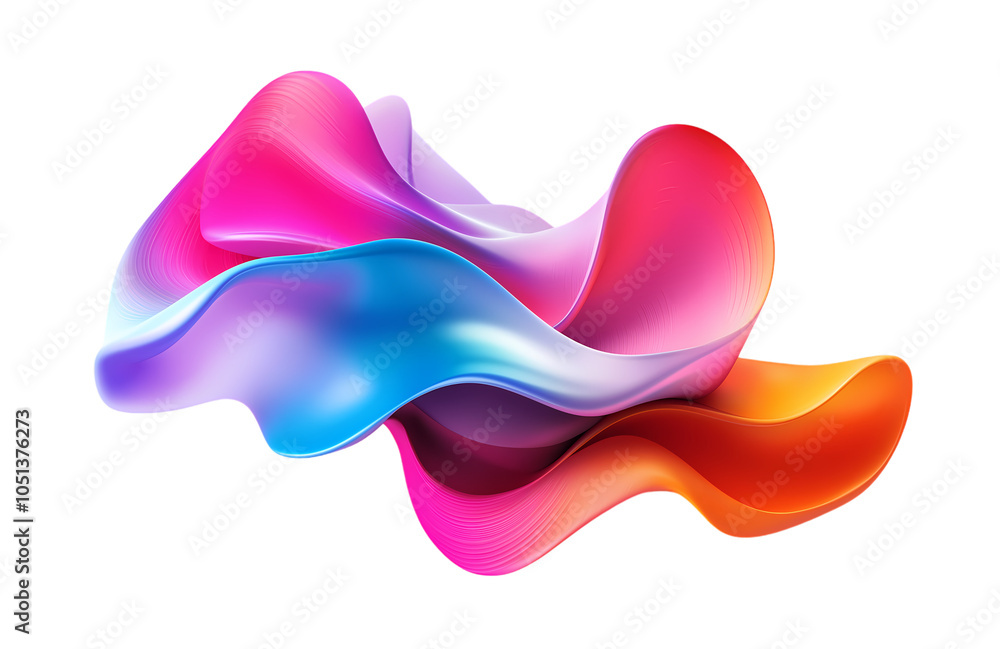 Colorful 3D Fluid Gradient Curves in a Vibrant Abstract Shape isolated on transparent background. PNG file, cut out Colorful 3D Fluid Gradient Curves in a Vibrant Abstract Shape isolated on transparent background. PNG file, cut out