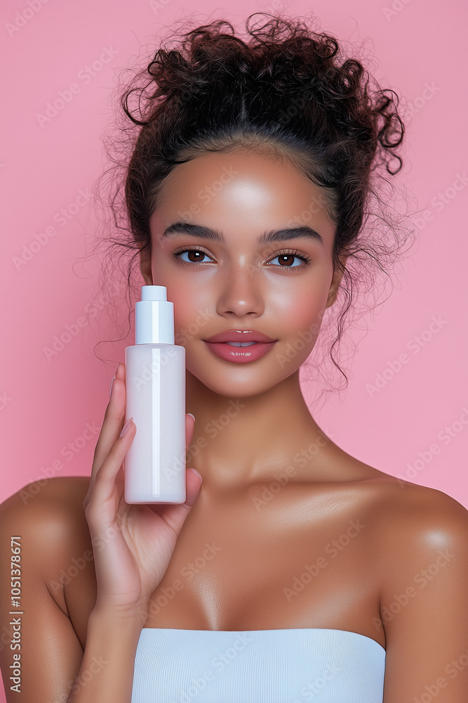 Beauty Photography Featuring Model with Healthy Skin Displaying Empty White Tube of Face Cream in a Close-Up Shot Against a Light Background Beauty Photography Featuring Model with Healthy Skin Displaying Empty White Tube of Face Cream in a Close-Up Shot Against a Light Background