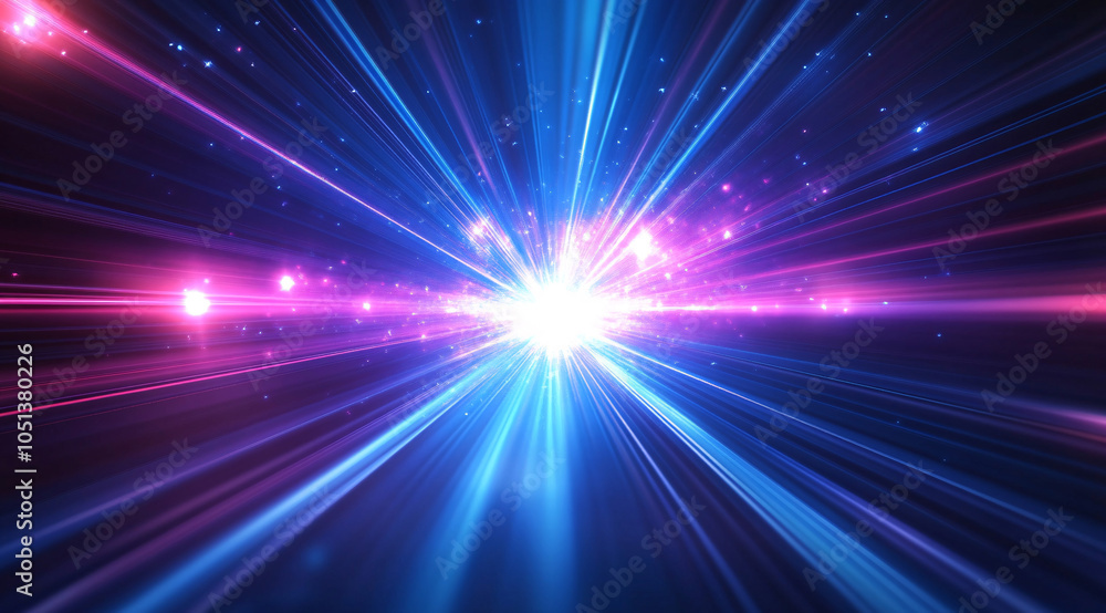 Obraz premium Neon design elements light glow and flash technology abstract background. Fractal lights moving fast. Speed concept. High quality photo 